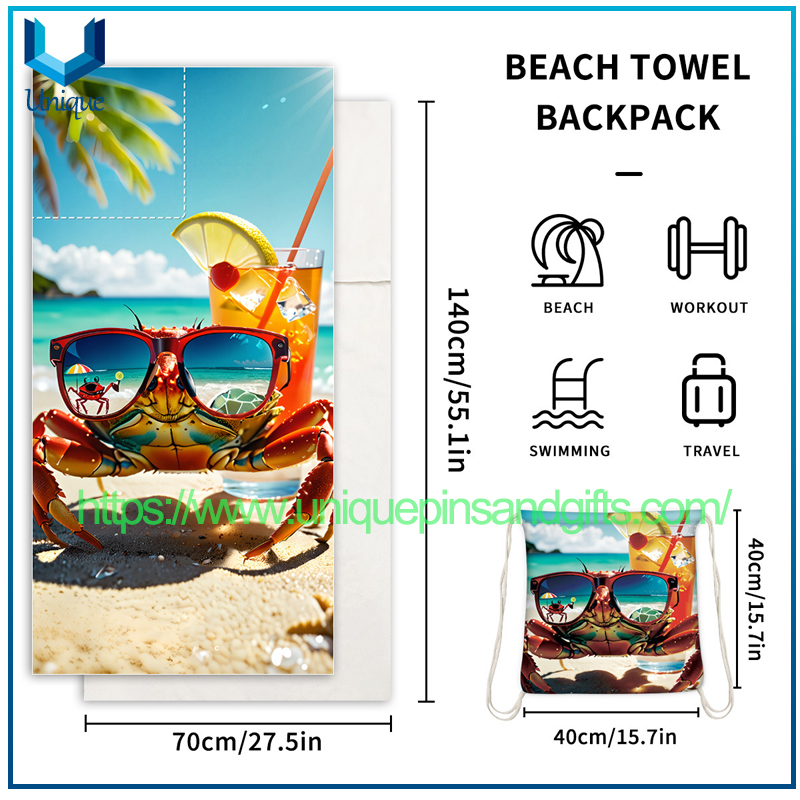 Wholesale Beach Towel All-in-one Backpack Multi-function Backpack Beach Holiday Towel for Promotional Gift