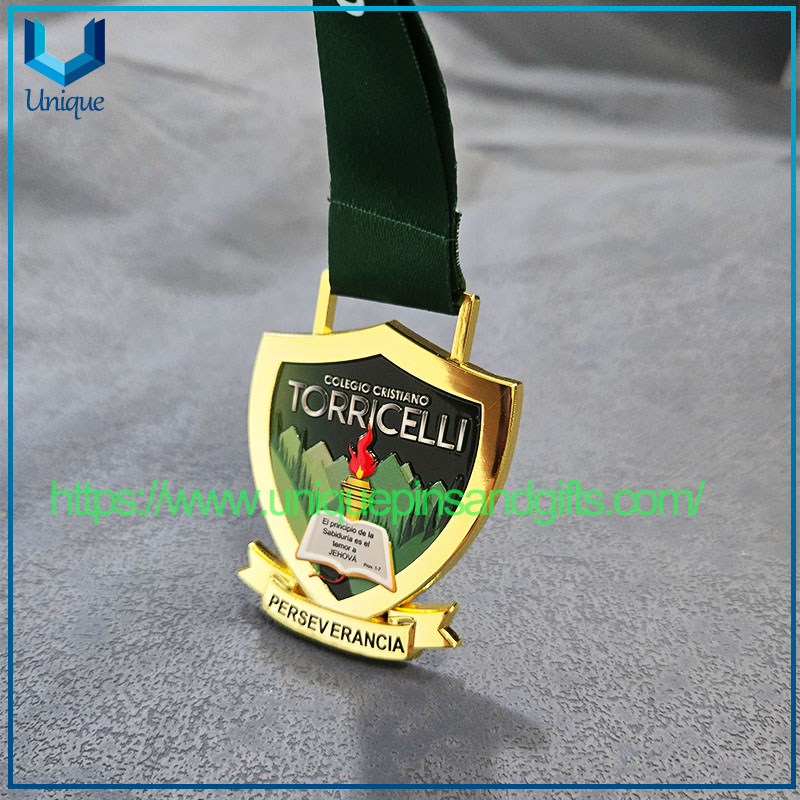 Custom Logo Unique School Sports Events Metal Award Medals with UV Printing And Ribbon