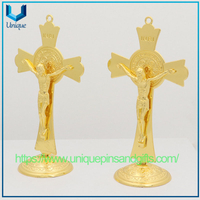 Customized 3D Zinc Alloy Office Home Decoration Ornaments, Die-cast Electroplated Jesus Cross Pendant Decorations