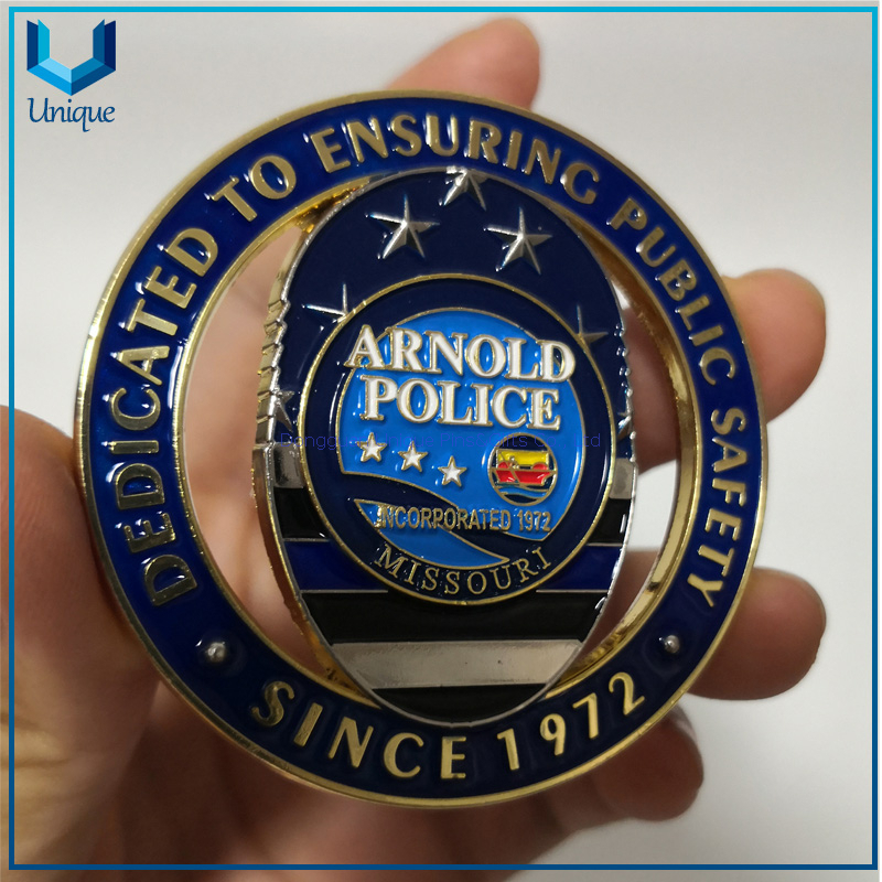 Customize Design Commemorative Coin, 3D Police Coin, Gold / Silver two Tone plated Military Medal Coin, Soft Enamel Coin For Honor