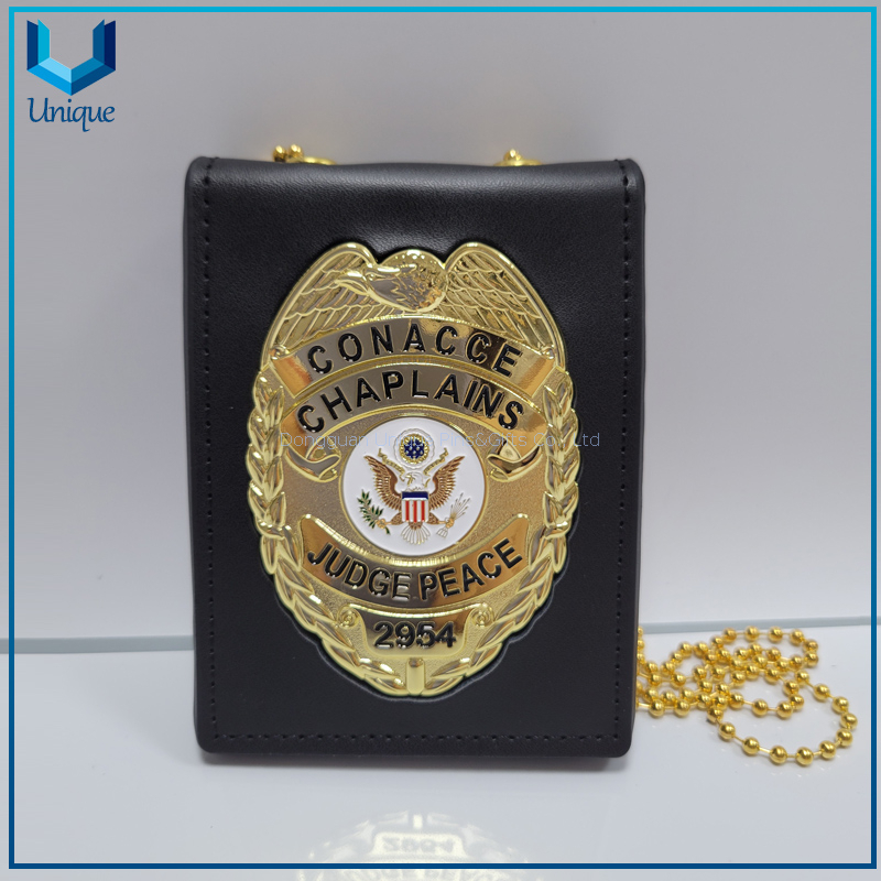 High Quality Police Badge2, Leather cover /3D gold / Silver Ecuador Police Badge w/ Genuine Leather Holder+Ball Chain,Police Emblem, Seuvenir Coin Badge
