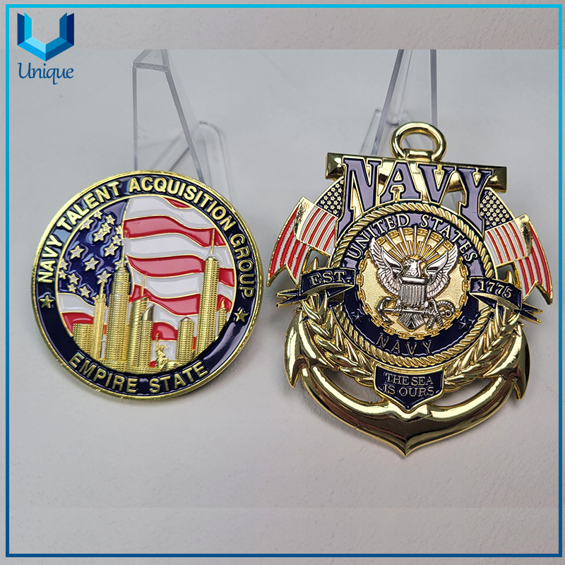 High Quality Custom Unique Shape Fashion USA Military Navy Souvenir Coin, Army Police Sports Commemorative Coins