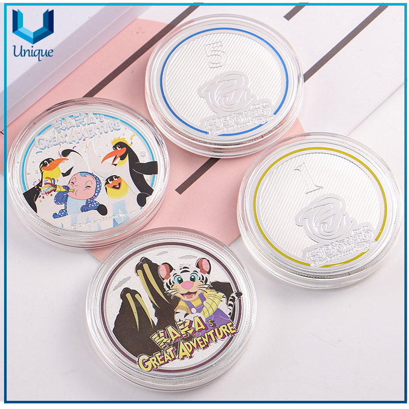 High Quality Custom Fashion Metal Commemorative Coins, Free Customized Design Cartoon Pattern, UV Printing Logo,Plating Gold Sliver Copper with Custom Box