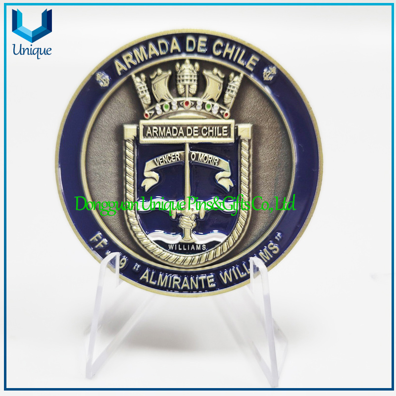 High Quality Custom Desigh 2 Inch Chile Military Navy Souvenir Dual Side 3D Challenge Coin