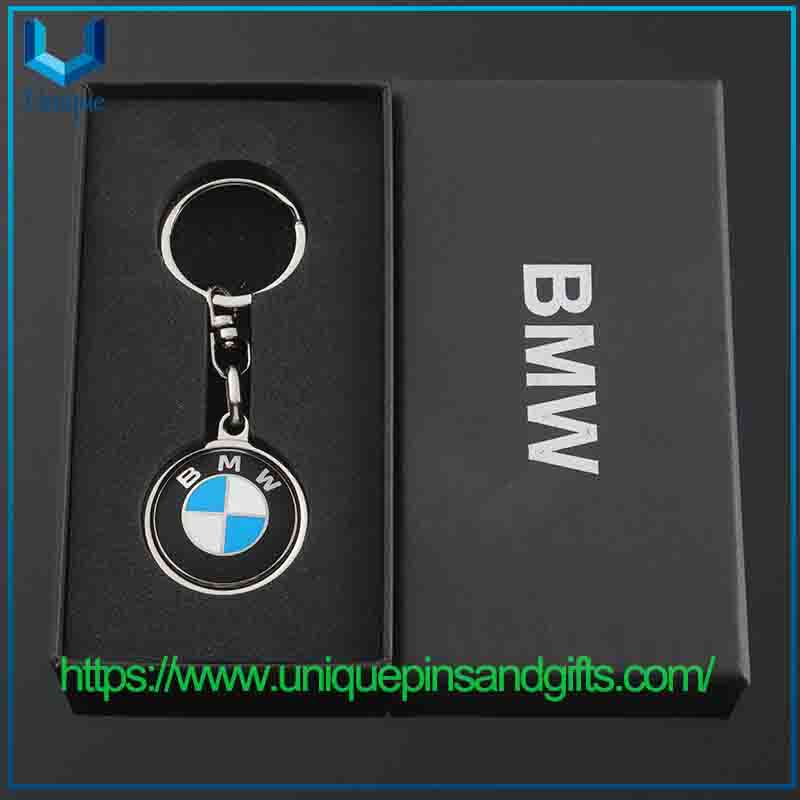 Single-sided Enamel Volkswagen Mercedes-Benz Audi Car Logo Metal Keychain, Circle Chain Link Pendants