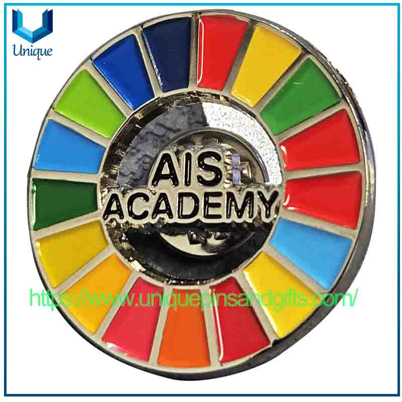 Custom Metal Badge Brooch,Charming Rainbow AIS ACADEMY Lapel Pin