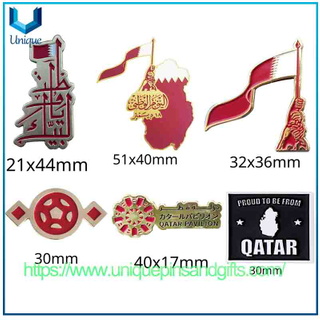 Wholesale Qatar's National Map Flags, National Emblems Badges, Mobile Phones Sticker, Metal Chest Badges for Festival Tourism Commemorative Gifts