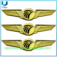 Custom Design 3D Gold Plating Badge Lapel Pin Brooch, Greek Air Force Pilot Badge