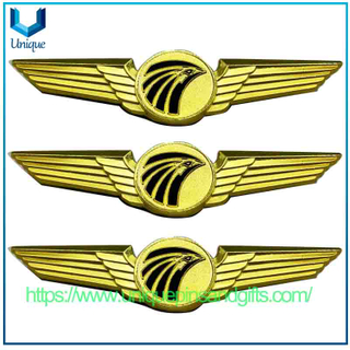 Custom Design 3D Gold Plating Badge Lapel Pin Brooch, Greek Air Force Pilot Badge