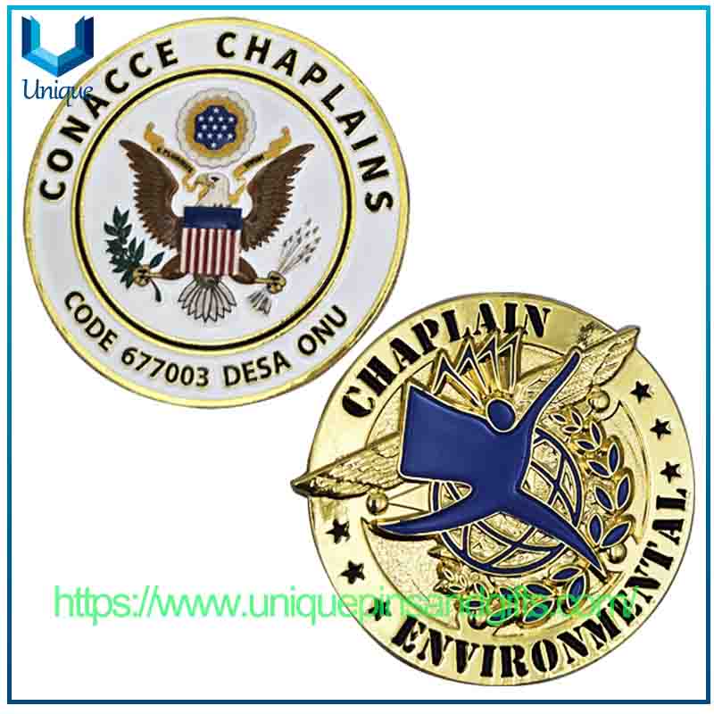 Custom Metal 3D Lapel Pin Brooch CHPLAINS AMBASSADORES OF INTERNATIONAL PEACE Emblem Brooch Badge with Butterfly Clasp
