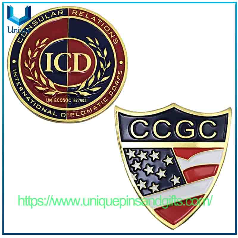 Custom Metal 3D Lapel Pin Brooch CHPLAINS AMBASSADORES OF INTERNATIONAL PEACE Emblem Brooch Badge with Butterfly Clasp