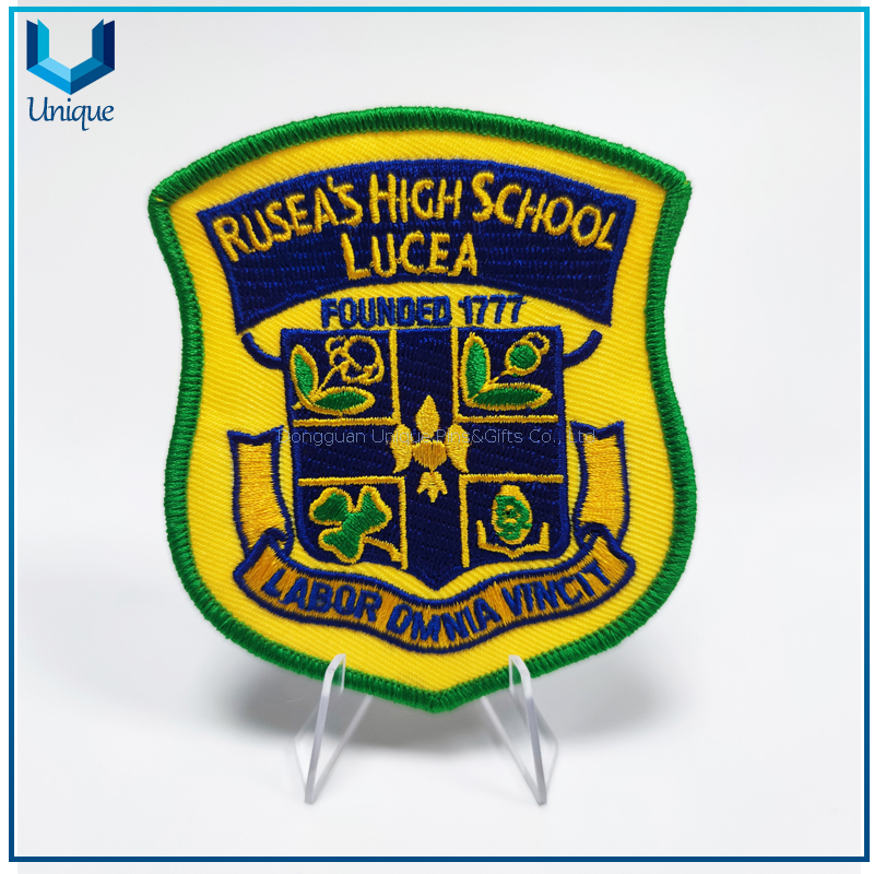 Cheap Fashion Design Iron on High Quality Wholesale Badge Custom High Frequence badge， high quality low price PVC hot melt Patch for garment，Custom Embroidered seal