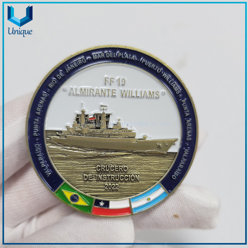 Die cast zinc alloy commemorative coin, ship