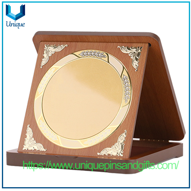 New Exquisite Medal Plaque Award Blank Wooden Plaque Gold Plate Foldable Wooden Certificate Plaque 