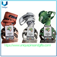 Custom Poland PZPN Gold Silver Bronze Medal Sports Event Metal Medals with Ribbon