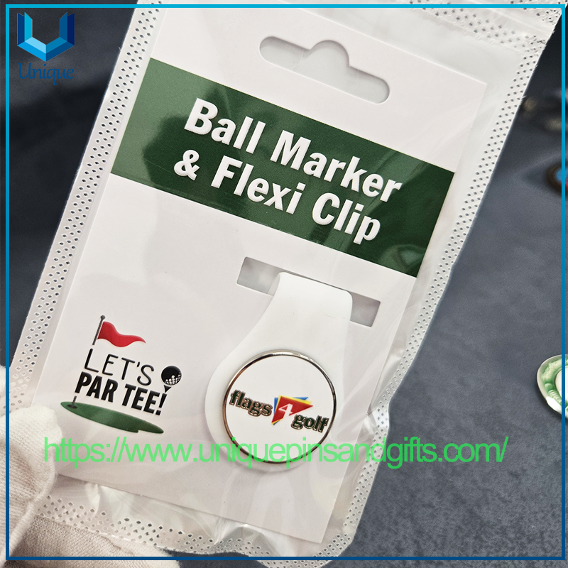 Custom Logo Metal Golf Ball Marker & Flexi Clip Golf Accessories