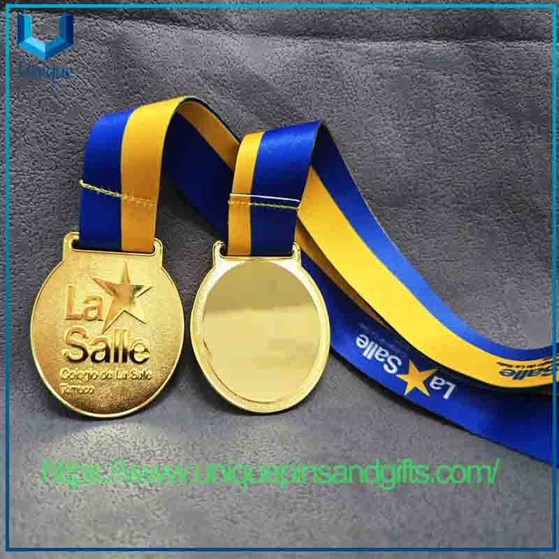 Custom Design 3D France College Baseball Football Basketball Sports Events Medals Gold Award Blank Metal Medals with Ribbon
