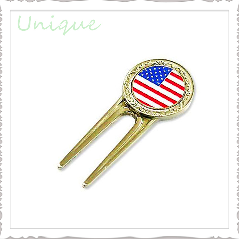 Die Cast Zinc Alloy Golf Divot Tool with Customize Design Ballmarker Logo, Factory Wholesale Golf Accessories for Gifts