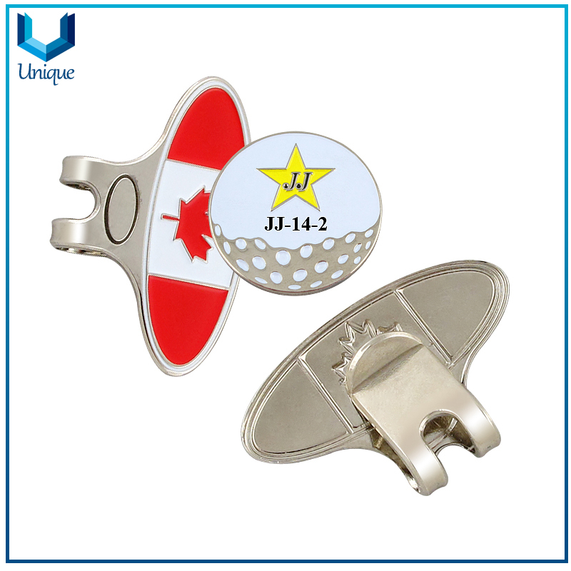 Fashion Crystal Decorated Golf Ballmarker with hatclip in Set, Customize Logo Golf Club Metal Golf Ballmarker with Hatclip for Promotion