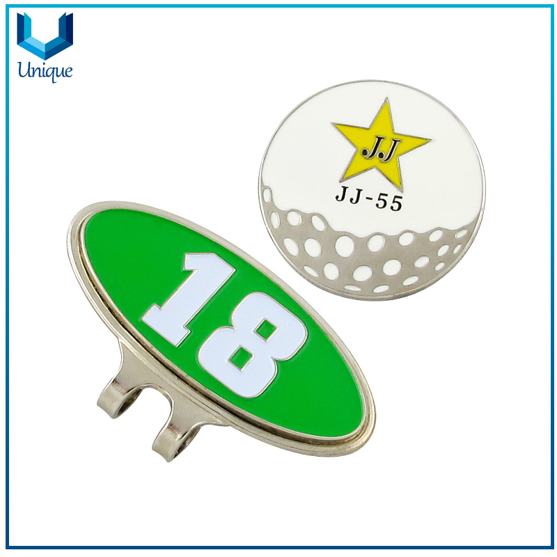 Fashion Crystal Decorated Golf Ballmarker with hatclip in Set, Customize Logo Golf Club Metal Golf Ballmarker with Hatclip for Promotion