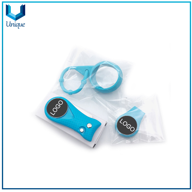 Customize Golf Ballmarket with Golf Divot Tool + Silicone Golf Hatclip+ Silicone Golf Ball Holder in Gift Set for Promotional Gifts