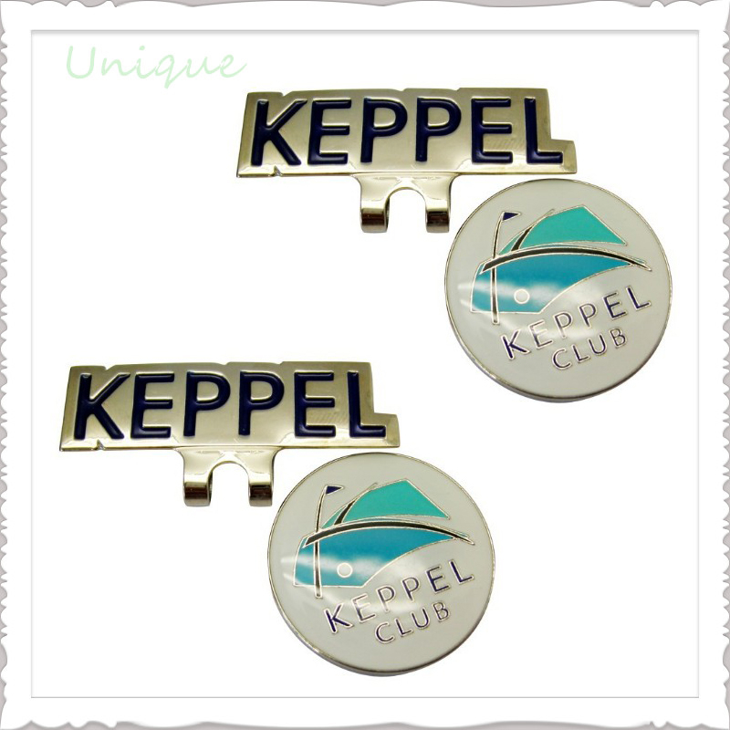 Golf Hatclip with Golf Ballmarker in Set, Customize Logo Round Round Golf Club hatclip with Golf Ballmarker with Epoxy