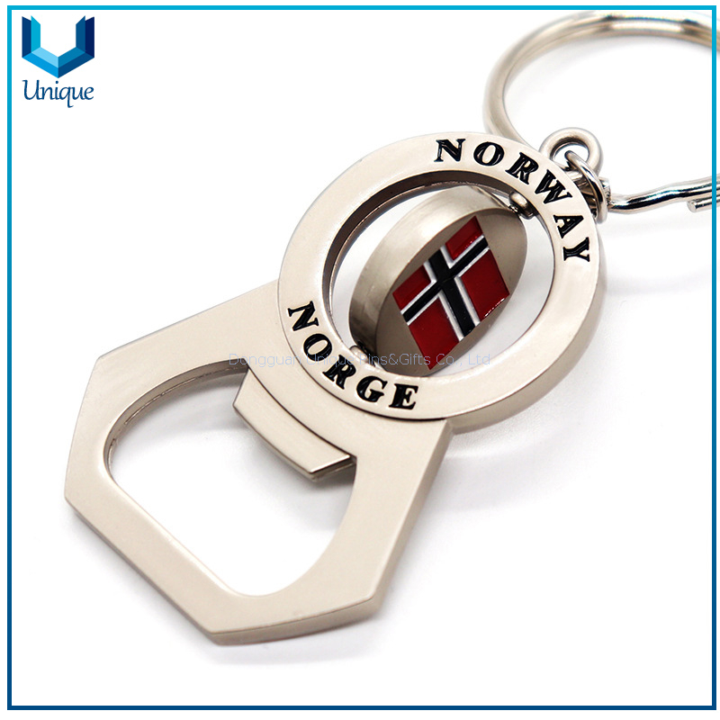 Spinning Logo Metal Bottle Opener in Keychain Style, Bulk Bottle Opener Keychains Custom Branded Beer Bottle Opener for Gifts
