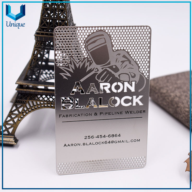 OEM Custom Design Logo engraved Silver metal business Name card,Stainless Steel Luxury Membership VIP Card in Fashion Design