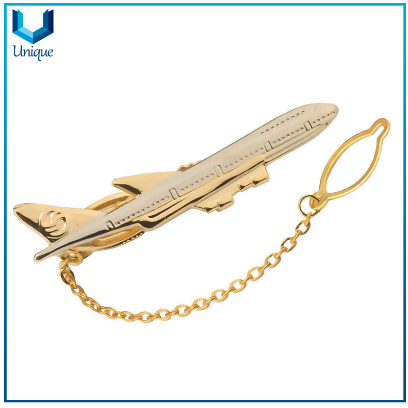 Customized Zinc Alloy Fashion Decoration Gift Men's Tie Bar,3D Airplane Collar Bar, Wholesale Golf tie Clip for Promotional gifts