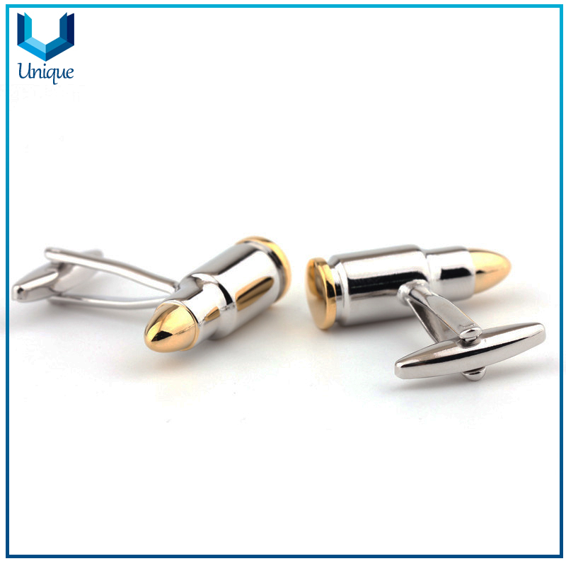 Customize Metal Crafts Factory, Wholesale 3D Bullet Cufflink, Military Cufflink, Two Tone Plating Police Cufflink for Souvenir Gifts