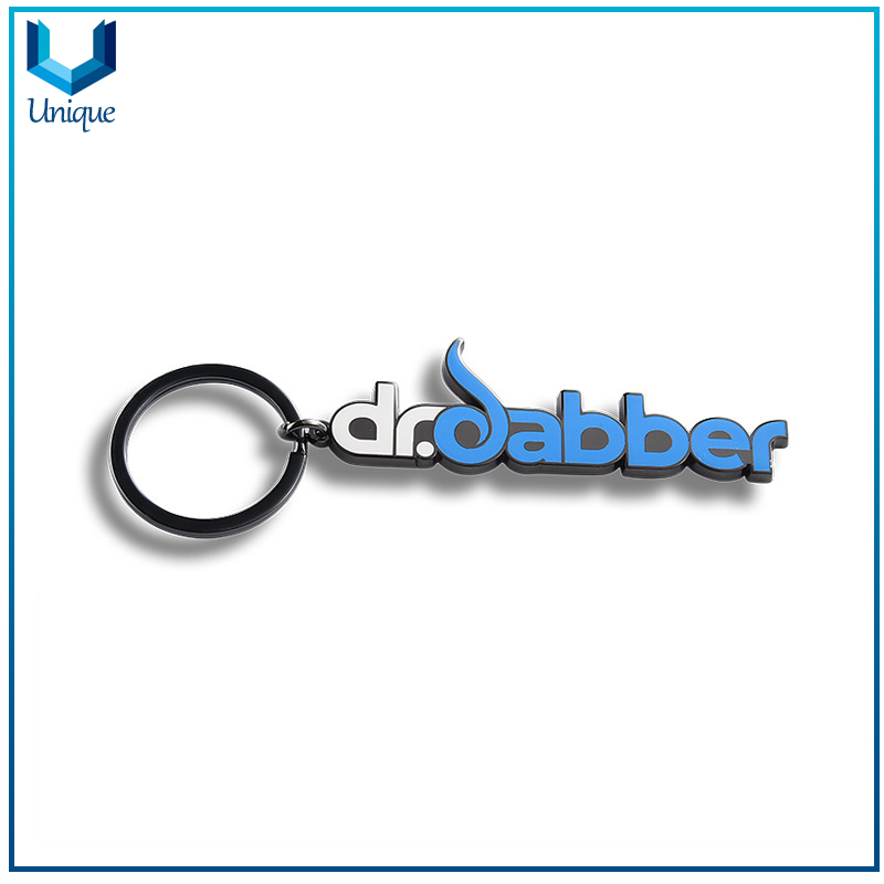 Coporate Logo Customize Keychain, Black Nickel Hard Enamel Fashion Keychain, Creative Design Letters Metal Keyring for Souvenir Gifts