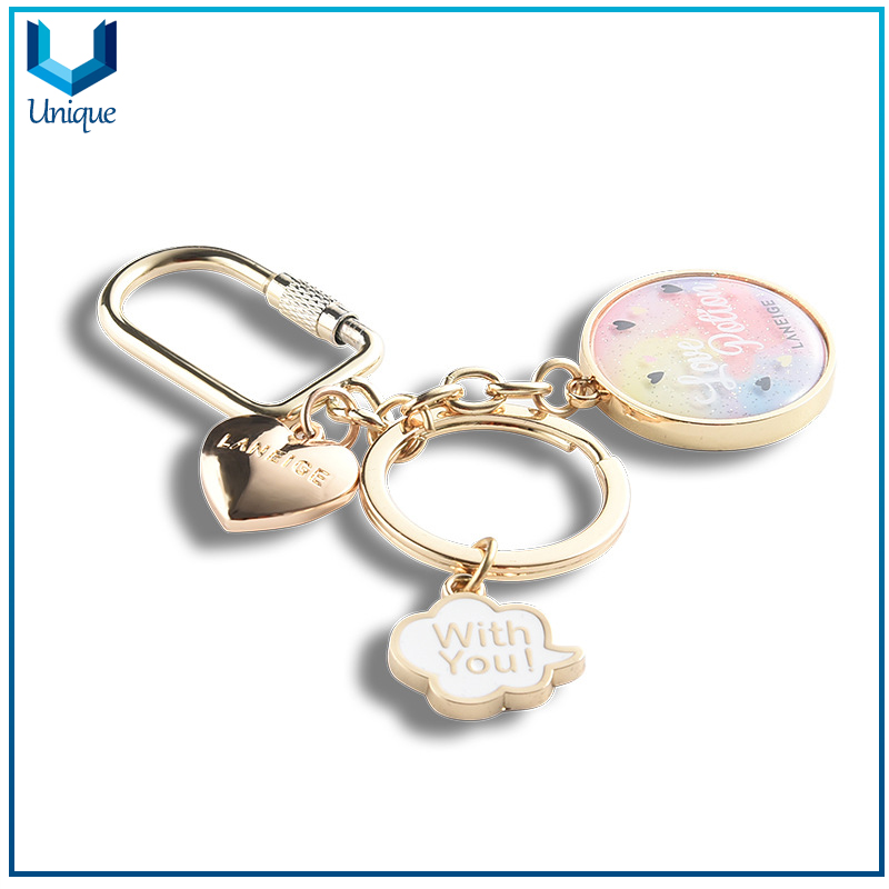 Customize Fashion Metal Keychain, Creative Best Sell Promotional Gifts, Fancy Gold Keychain for Decoration
