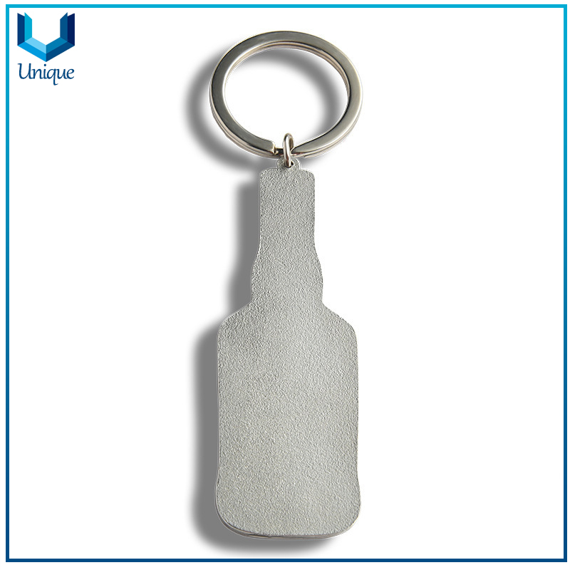 Die Struck Iron Metal Keyring, Customize Logo Wine Bottle Style Fashion Keychain for Decoration Accessory Gifts