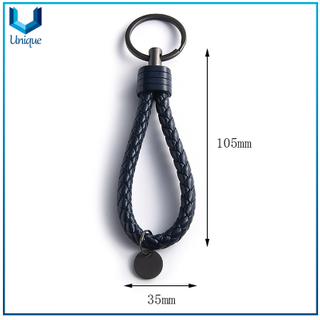 Pu Leather Knitted Keychain with Customize Logo, Cheap Fashion Souvenir Leather Keychain for Gifts