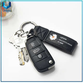Leather Keychain, Printing Logo Car keychain Ring, Fashion Customize Design leather+ Webbing Keychain Chain for Gifts