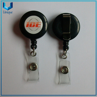 Customize Plastic Badge Reel with Keychain, Custom Printing Logo with Epoxy Badge Reel with Belt and keyring for Corporate Office stationery