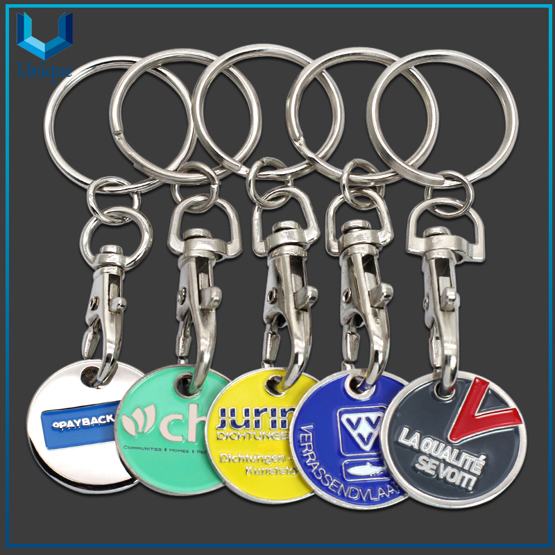 Custom Design Metal Keyring Supermarket Shopping Cart Chip Trolley Token Coin Keychain-2