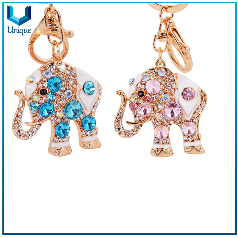 Crown Keychain with Crystal Decoration, Fashion Gold Rhystone 3D Keychain for Promotional Gifts