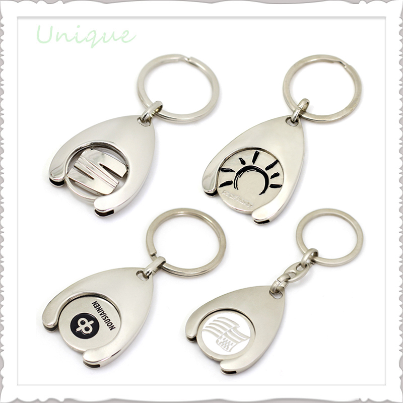 Custom Design High Quality Metal Shopping Trolley Token Coin, Keychain w/ Token coin for Promotional Gifts
