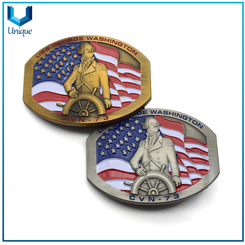 Customize USS Navy Military Metal Buckle with Engraving Number, Antique Silver/ Copper plated Tactical Fashion Wedding Leather Belt Buckle for Gifts
