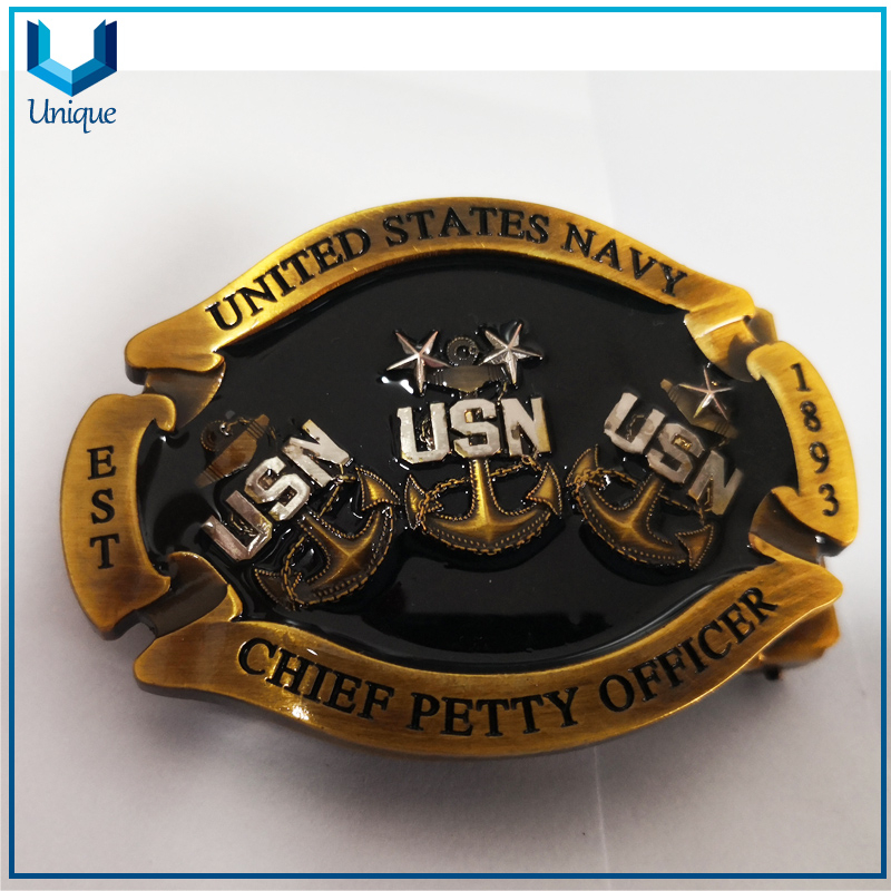  Wholesale USN Chief Officeer Metal Crafts Buckle,Custom Design Logo Souvenir Gift Enamel 3D Military Metal Belt Buckle for Fashion Accessories