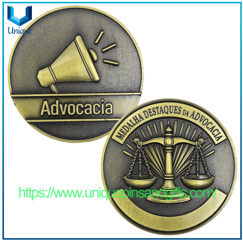 Custom Brazil 3D Antique Plating 2" Legal Excellence Medal Souvenir Coin for Advocacia