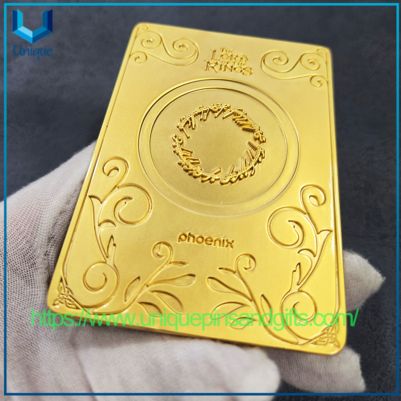 Customize 3D Phoenix Licensed Lord of The Rings Metal Card Gold ID Card Souvenir Coin Challenge Medal