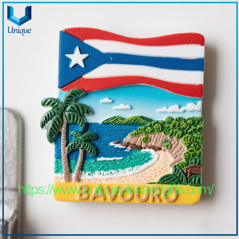 Wholesale Customizable Patterns Magnetic Souvenirs Perfect 3D Rubber Fridge Magnets Ceramic Refrigerator Stickers for Puerto Rico Travel Memorabilia