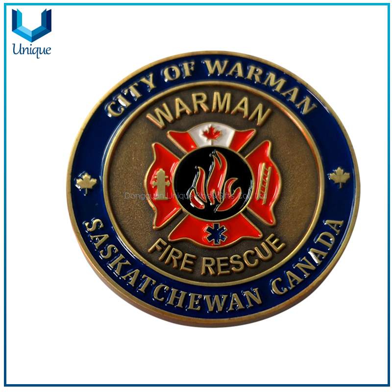 Customize Design Canada Fire Rescue Warman Challenge 3D Coin for Police