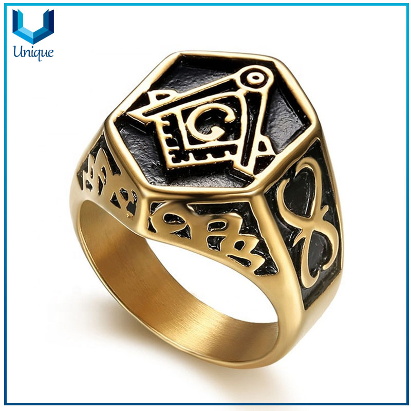 China Manufacturer Masonic Signet Ring Stainless Steel Simple Design Large Size Jewelry Rings