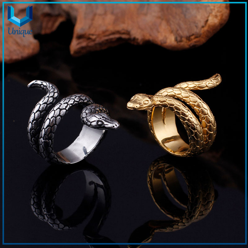KALEN Stainless Steel Gold Silver Animal Snake Charm Finger Rings For Men