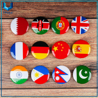factory wholesale cheap printed paper round national flags tin button badge with safety pin