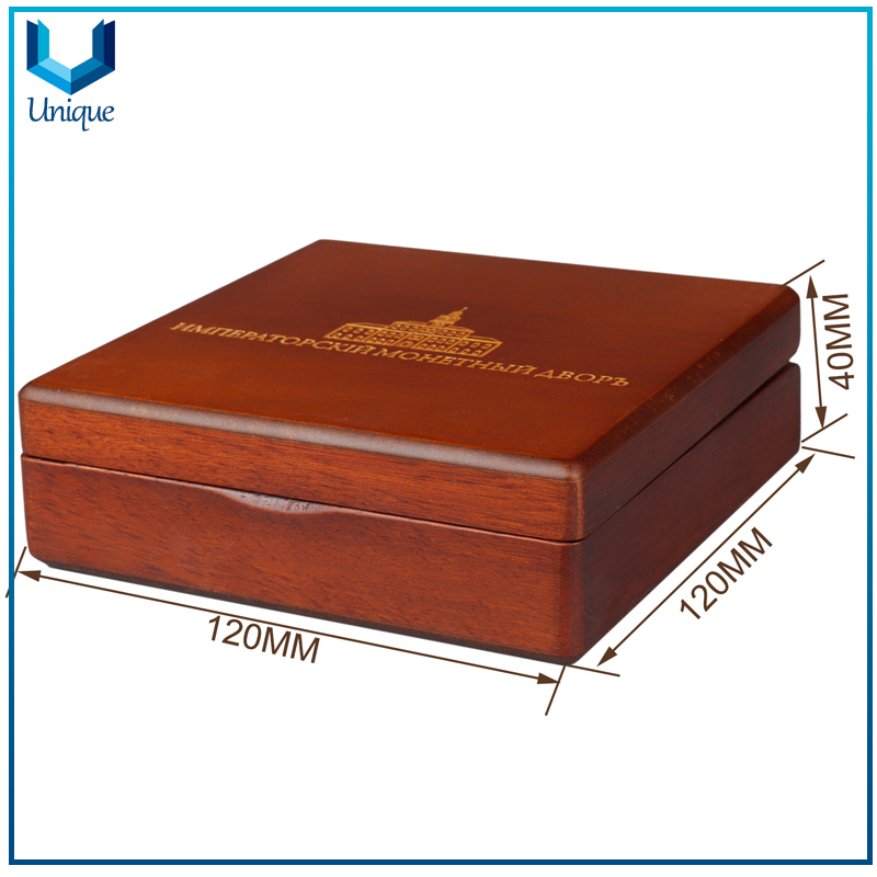 Factory custom size solid wood medal display case wooden souvenir coin box
