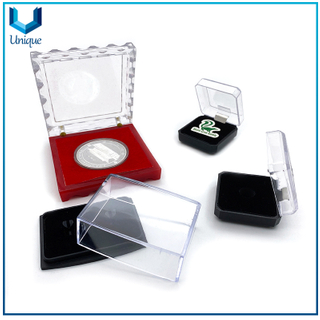 wholesale custom coin plastic acrylic display case card box clear small acrylic jewelry coins storage gift box